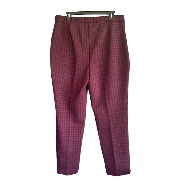 J.JILL, NWT, WOMENS PONTE KNIT, SLIM LEG, PANTS. RED/BLACK PLAID. SIZE L - Picture 3 of 6